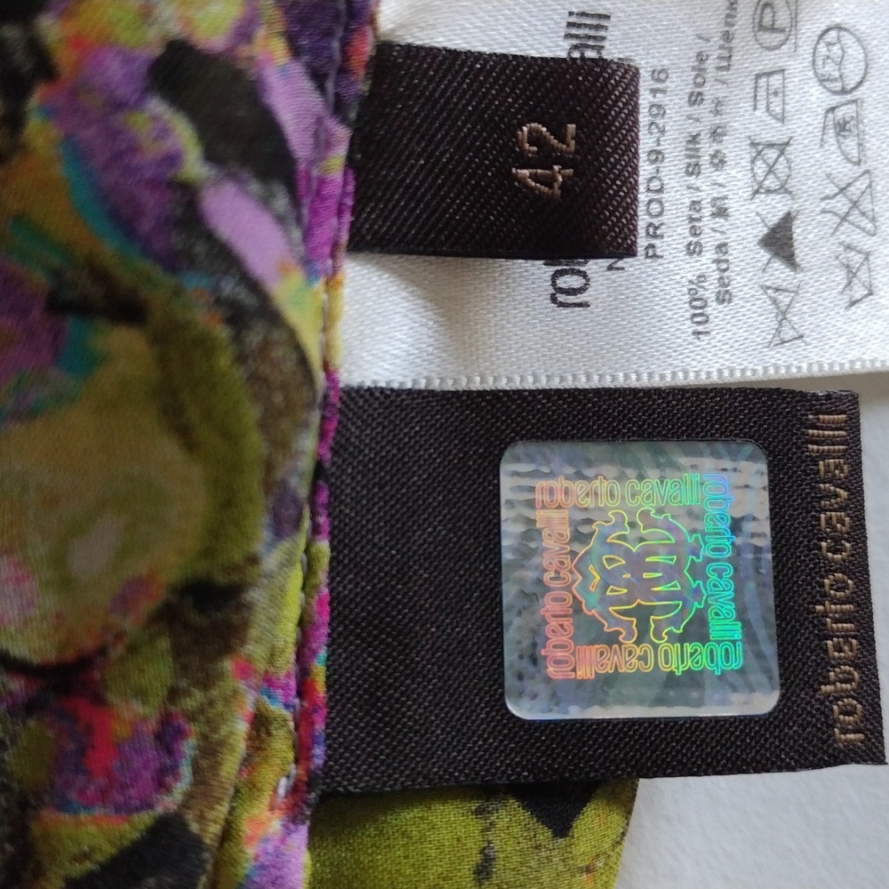 Roberto Cavalli 100% Silk Floral Button Down Shirt - Multicolor. Size EU 42 - Picture 9 of 17